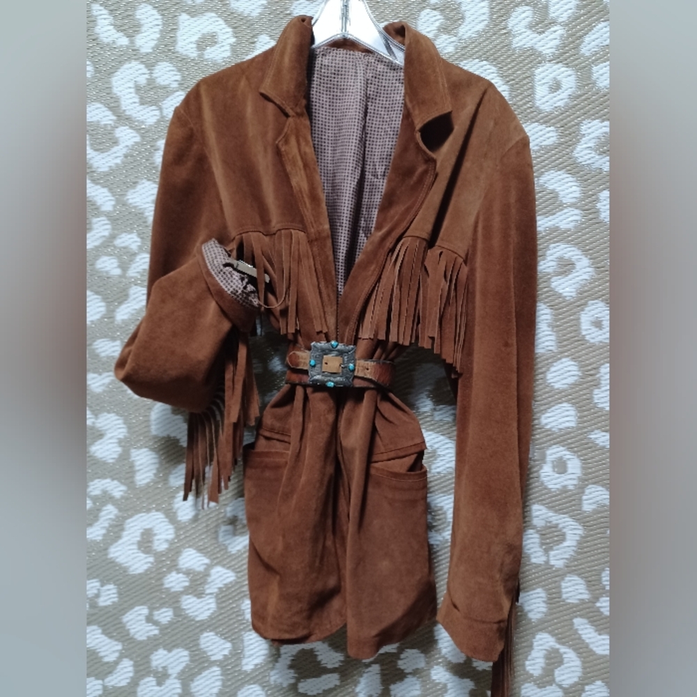 Italian Brown Suede Fringe Jacket